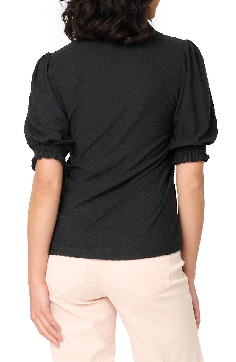 Clip Dot Puff Sleeve Top