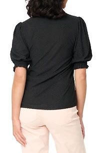 Clip Dot Puff Sleeve Top