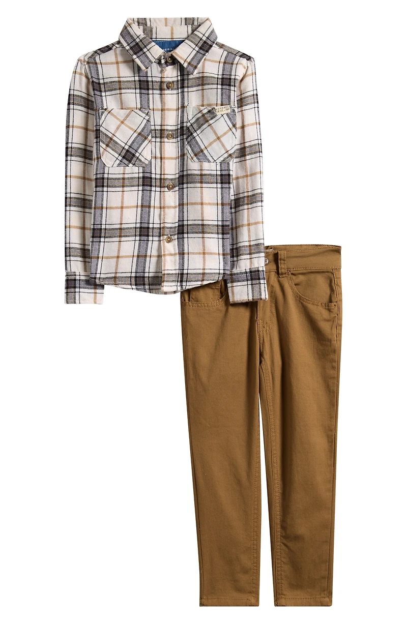 Kids' Flannel Shirt & Twill Pants Set
