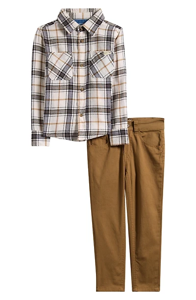 Kids' Flannel Shirt & Twill Pants Set