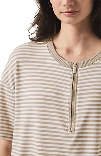 Brooke Stripe Short Sleeve Half Zip T-Shirt