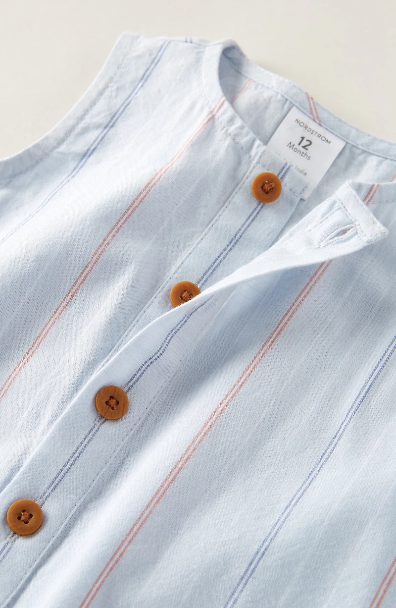 Print Henley Romper & Hat Set