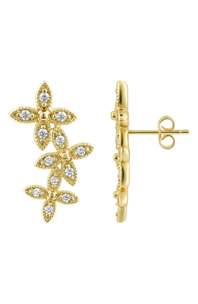 Curved Flower Stud Earrings