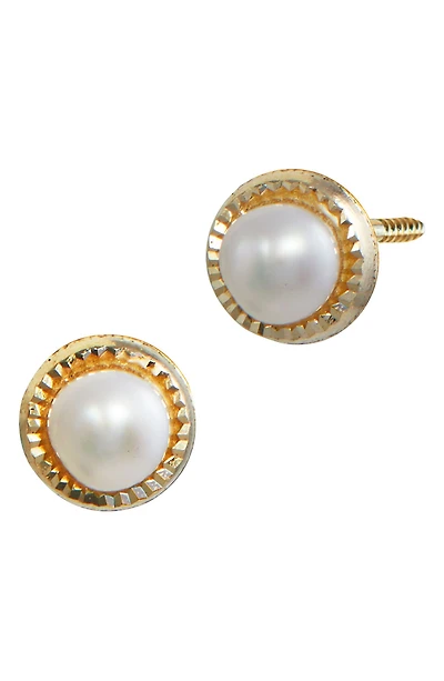 14K Gold & 3mm Cultured Freshwater Pearl Stud Earrings