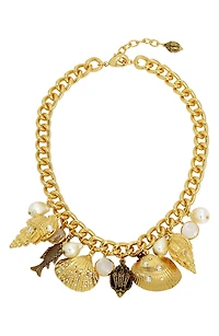 Faux Pearl & Shell Charm Necklace