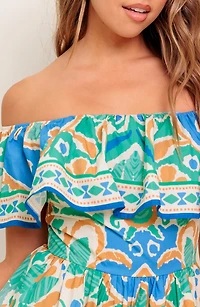 Off-the-Shoulder Print Mini Dress