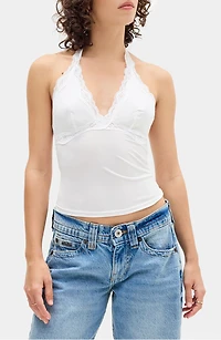 Je T'aime Lace Trim Halter Top