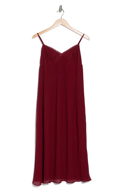 Lace Trim Empire Waist Pleated Midi Dress