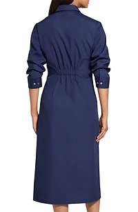 Fixed Sleeve Poplin Midi Dress