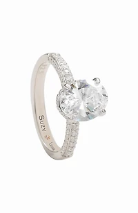 Sterling Silver Cubic Zirconia Oval Ring