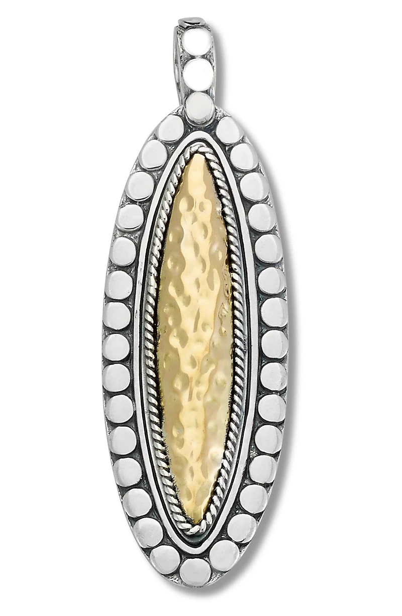 18K Gold & Sterling Silver Hammered Pendant