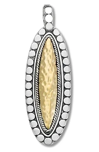 18K Gold & Sterling Silver Hammered Pendant