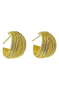 Crystal Braided Row Hoop Earrings