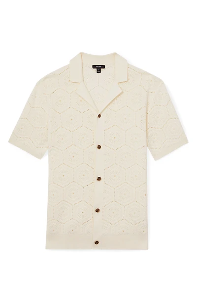 Royce Open Stitch Button-Up Polo Sweater