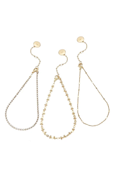 Set of 3 Goldtone Crystal Chain Anklets