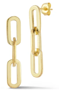 3-Link Chain Linear Drop Earrings