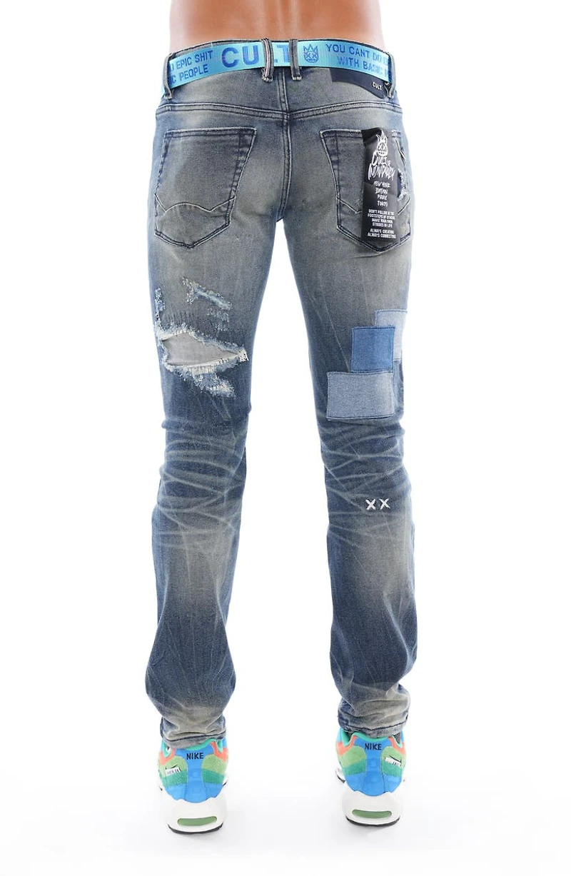 Rocker Slim Belted Straight Leg Jeans