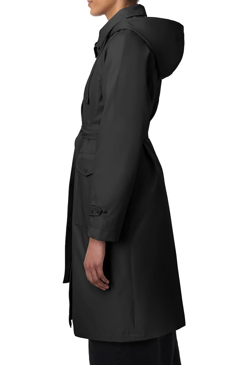 Water Resistant Tie Belt Packable Raincoat