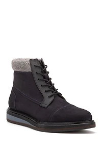 Stone Faux Fur Trim Leather Boot