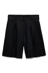 Samari Belted Linen Bermuda Shorts