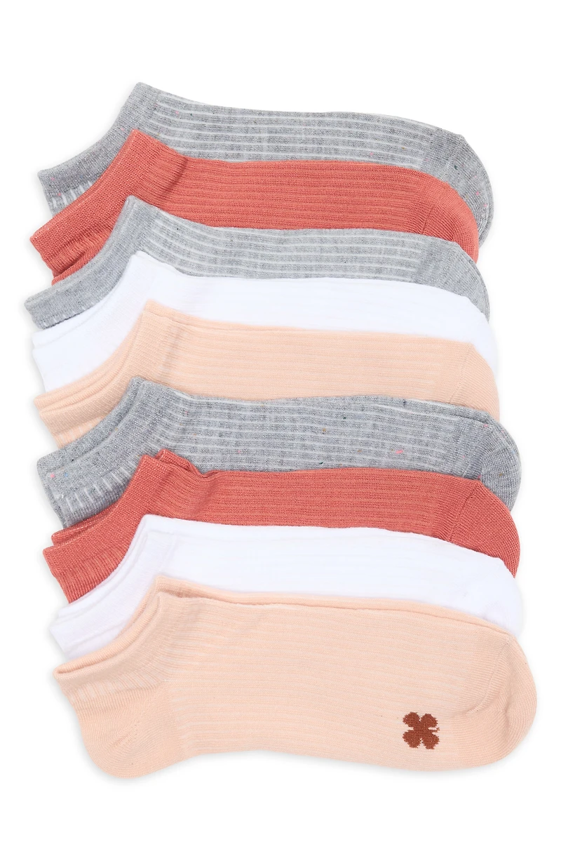 9-Pack Assorted Speckle Rib No Show Socks