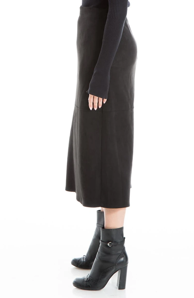 Faux Suede A-Line Midi Skirt