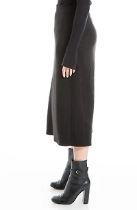 Faux Suede A-Line Midi Skirt