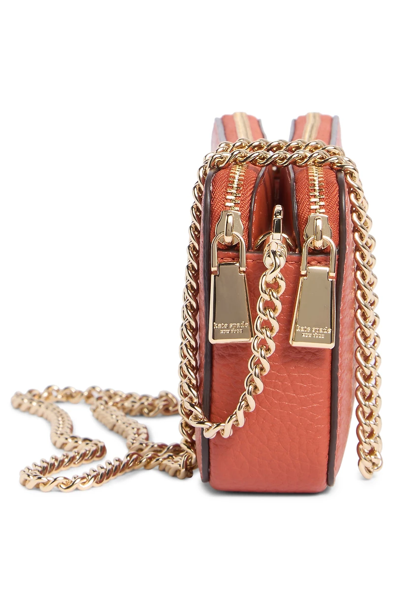 taylor pebbled leather double zip crossbody bag