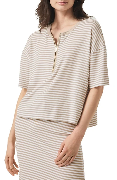 Brooke Stripe Short Sleeve Half Zip T-Shirt