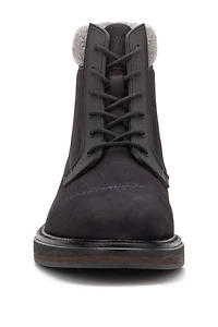 Stone Faux Fur Trim Leather Boot