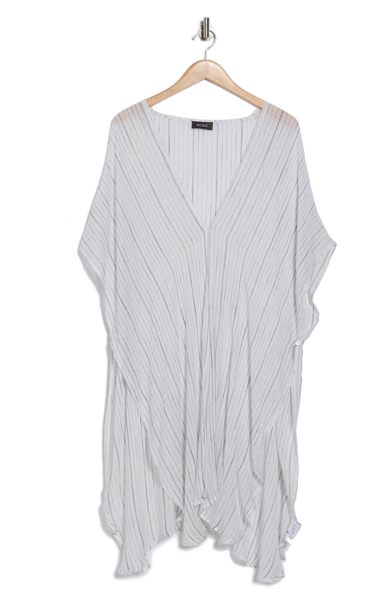 Stripe Curved Hem Poncho