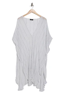 Stripe Curved Hem Poncho