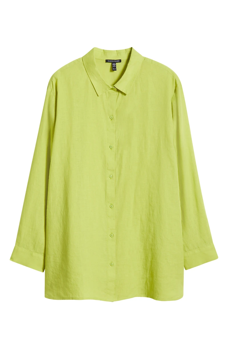 Classic Collar Organic Linen Button-Up Shirt