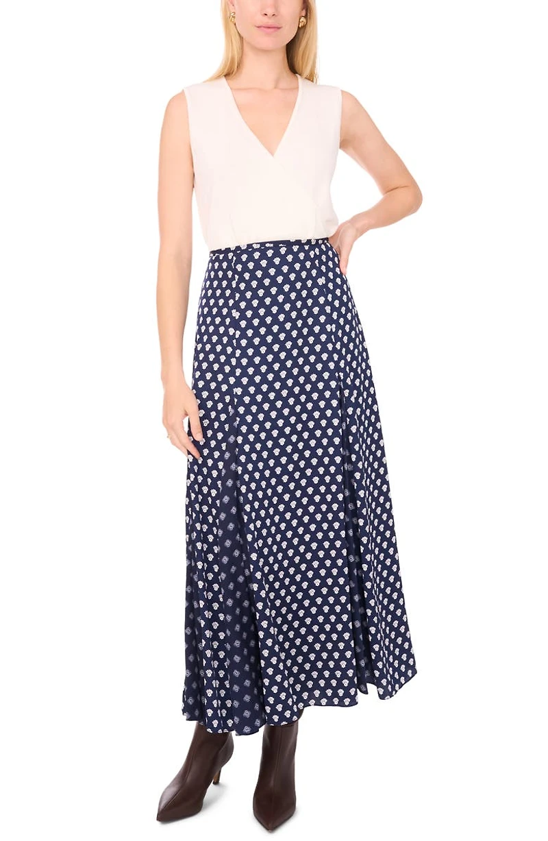 Foulard Print Godet Maxi Skirt