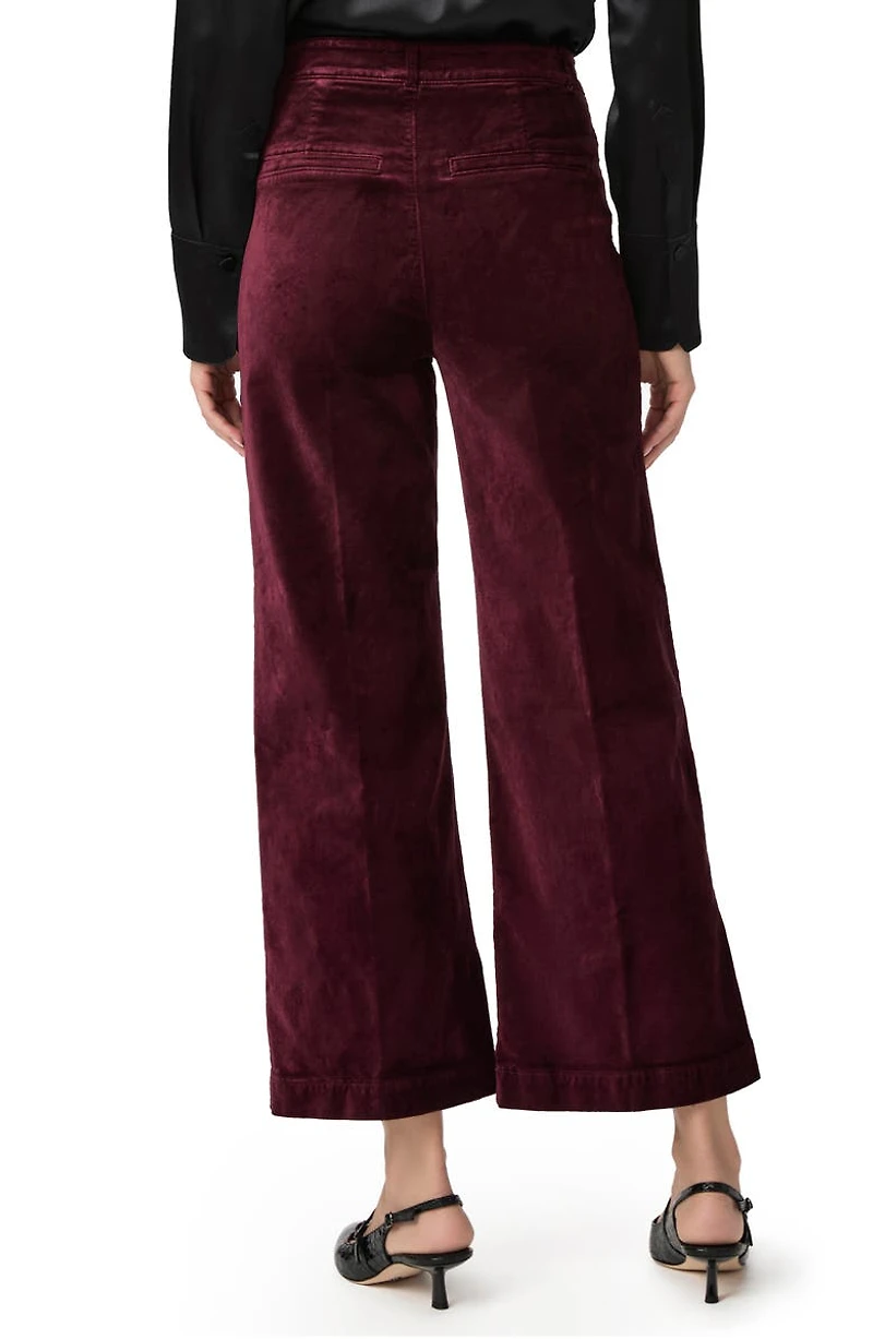 Anessa High Waist Ankle Wide Leg Velvet Pants