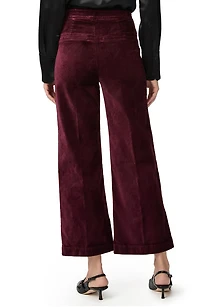 Anessa High Waist Ankle Wide Leg Velvet Pants