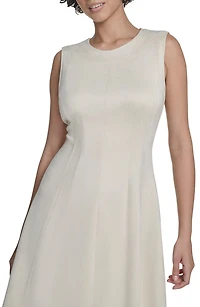 Faux Suede Midi A-Line Dress