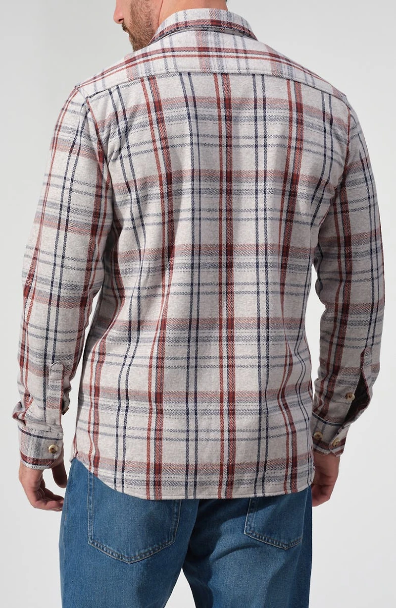 Plaid Knit Button-Up Shirt