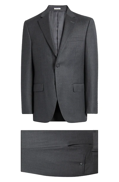Flynn Classic Fit Grey Check Wool Suit