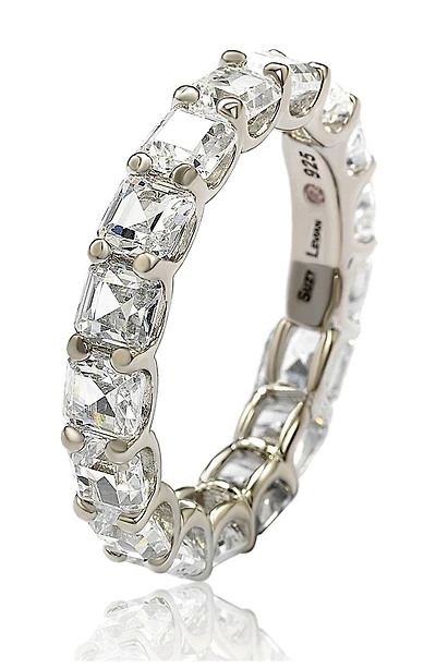 Sterling Silver CZ White Modern Eternity Band