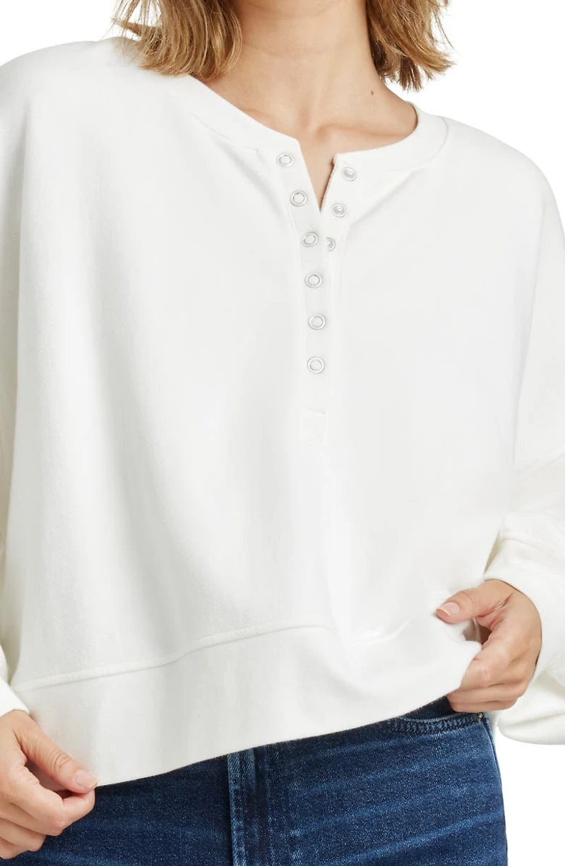 Henley Balloon Sleeve Sweatshirt