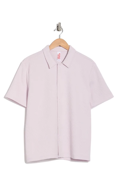 Geometric Jacquard Short Sleeve Button-Down Shirt