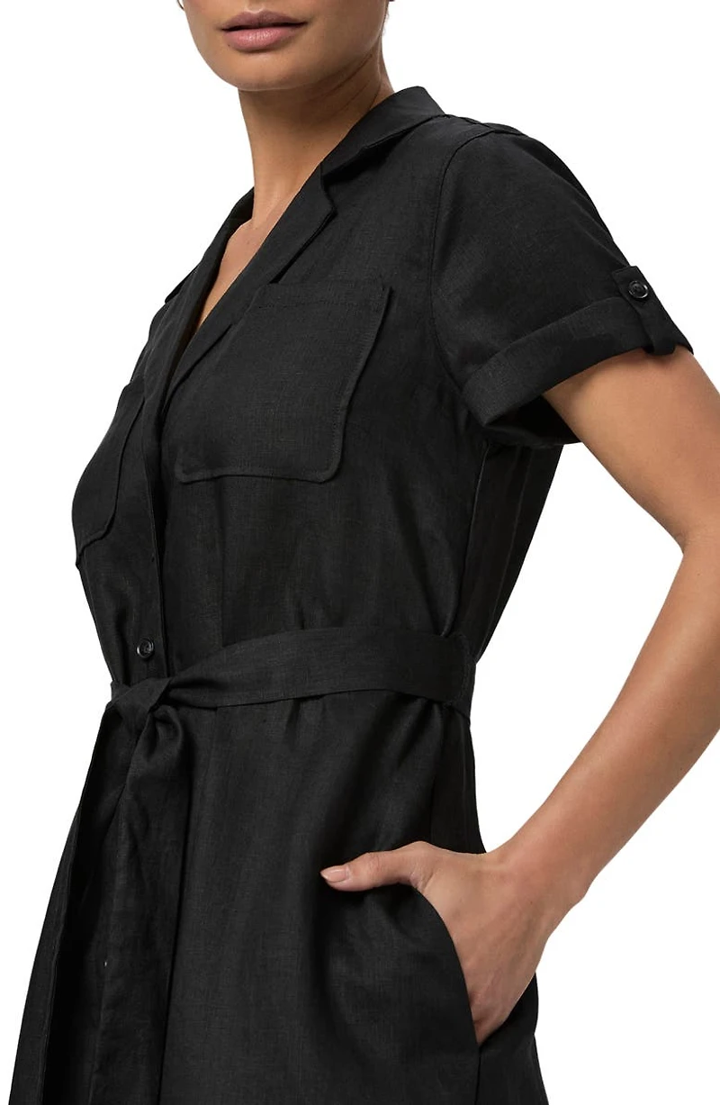 Lexina Tie Waist Linen Midi Dress