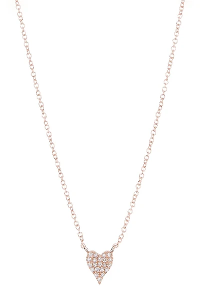 14K Gold Pave Diamond Heart Pendant Necklace - 0.05 ctw