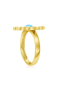 Larimar & Mother-of-Pearl Flower Ring