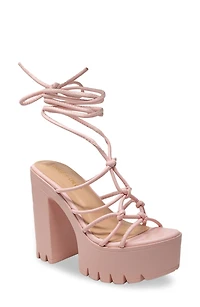 Knotted Ankle Wrap Platform Sandal