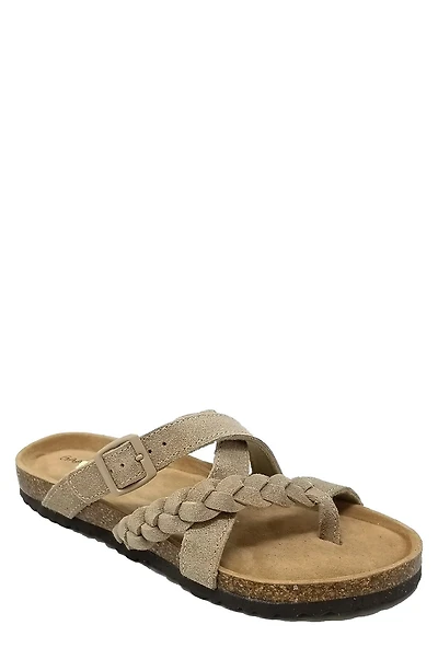 Suede Braided Crisscross Sandal