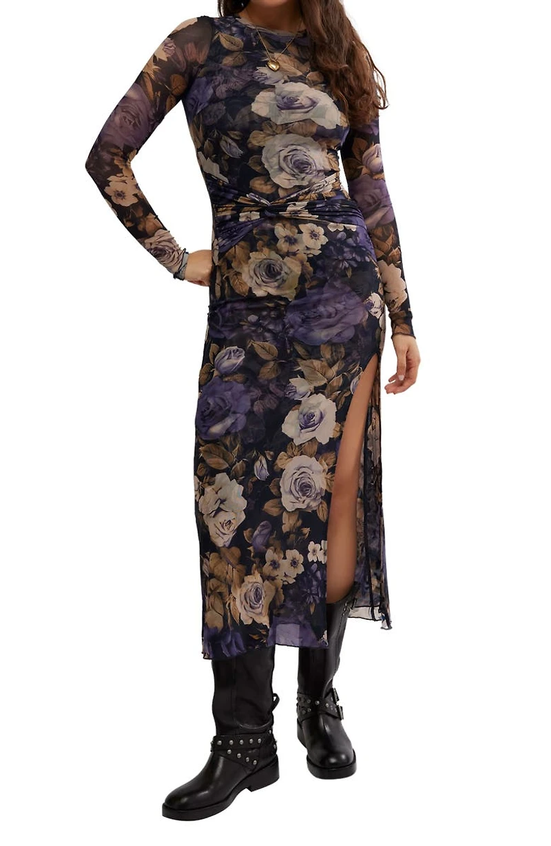 Gianni Long Sleeve Stretch Mesh Body-Con Dress