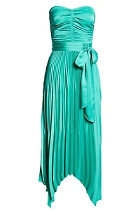 Fernanda Ruched Pleated Strapless Maxi Dress