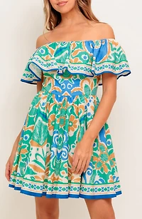 Off-the-Shoulder Print Mini Dress